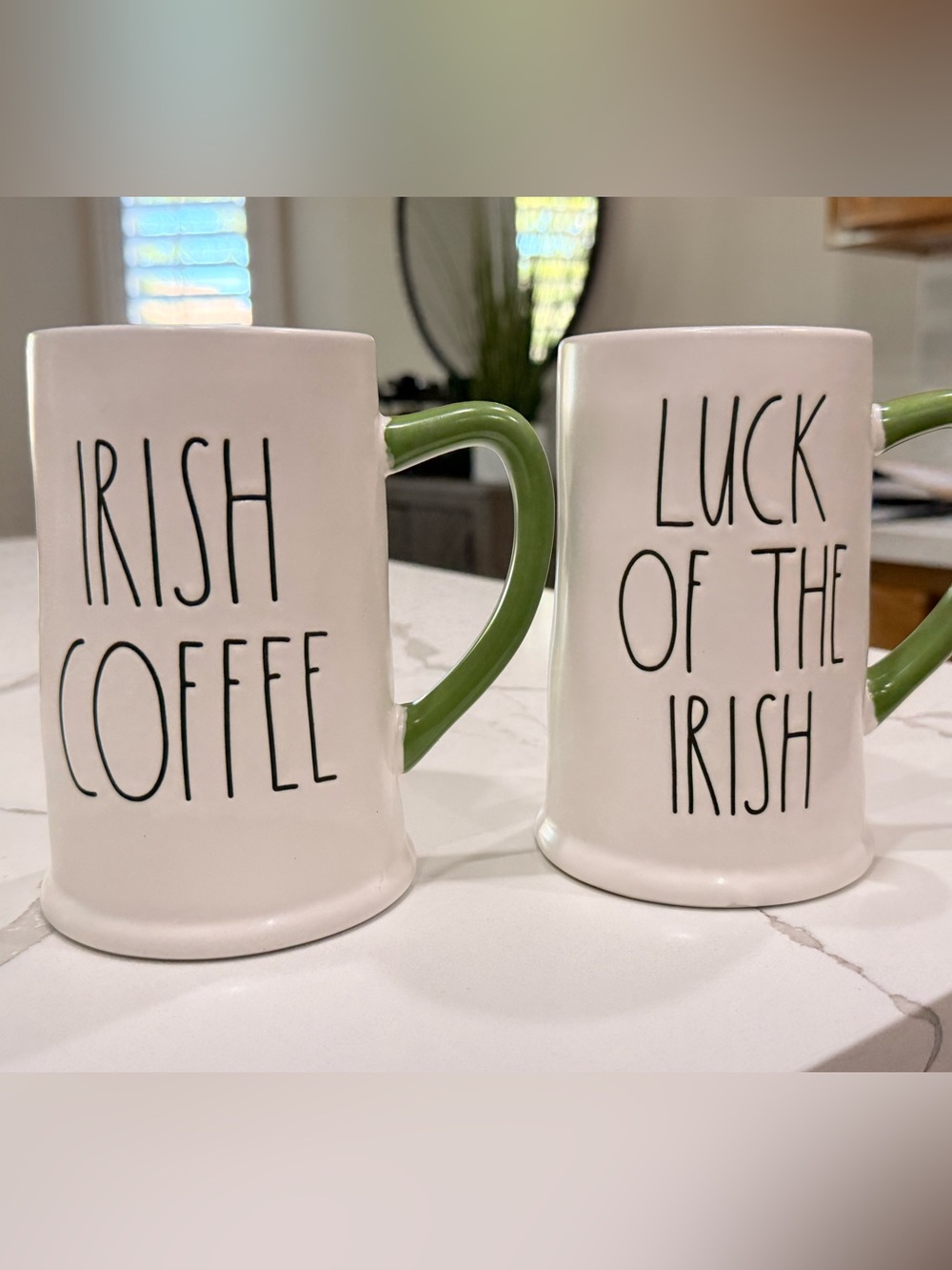 Set of 2 Rae Dunn St. Patrick's Day Mugs "Irish Coffee" & "Luck of the Irish"